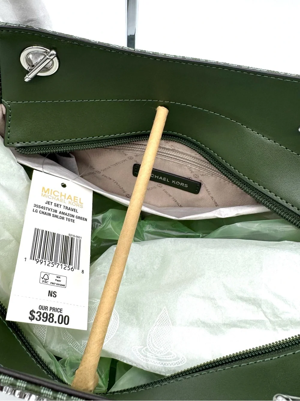 Michael Kors Jet Set Large Signature Logo Shoulder Bag - Amazon Green